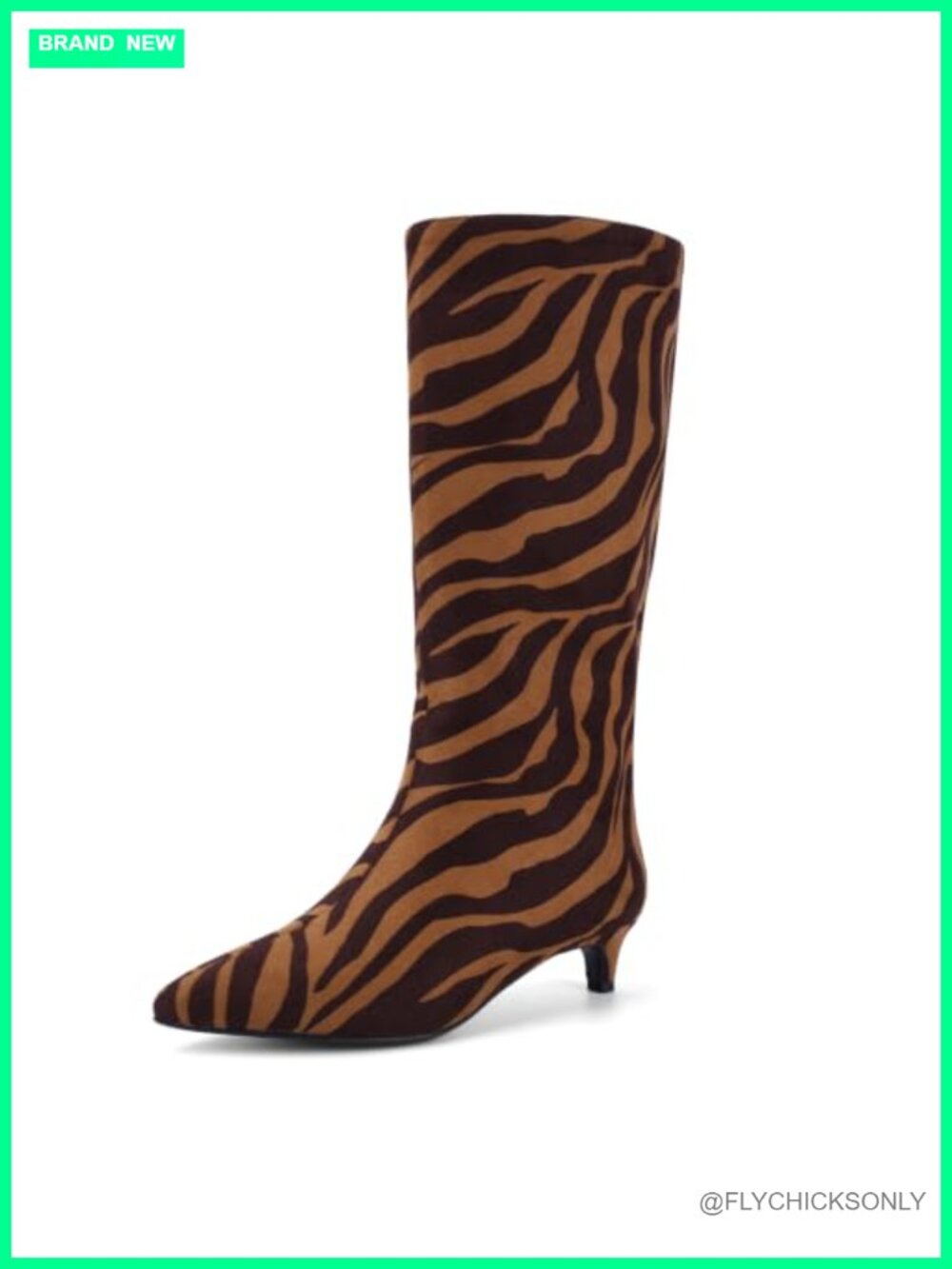 Kitten Heel Knee High Boots Pointed Toe Faux Suede Women's